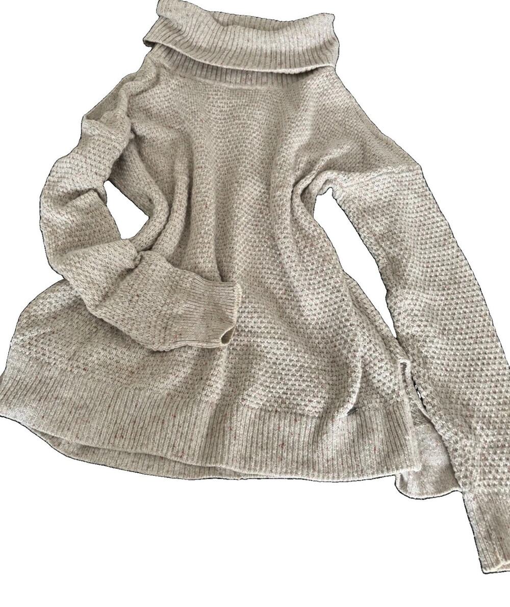 Hollister Cowl-Neck Cold Shoulder Long Sleeve Knit Sweater S Ivory Used Fall